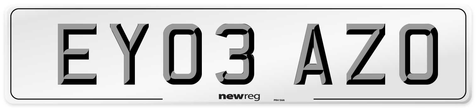 EY03 AZO Number Plate from New Reg